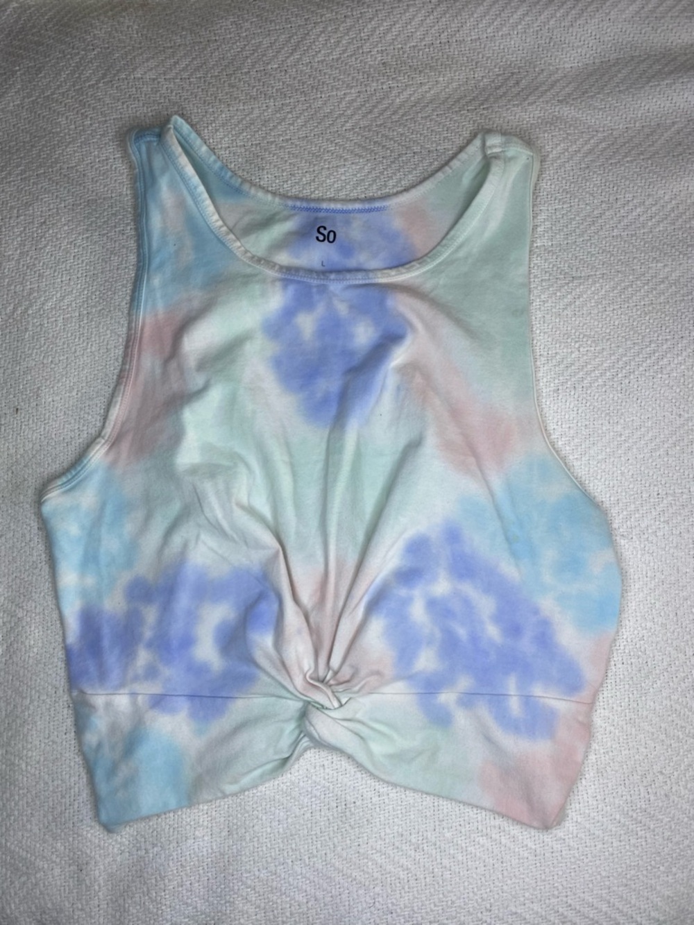Cute Tie-Dye Twist Front Crop Tank Top